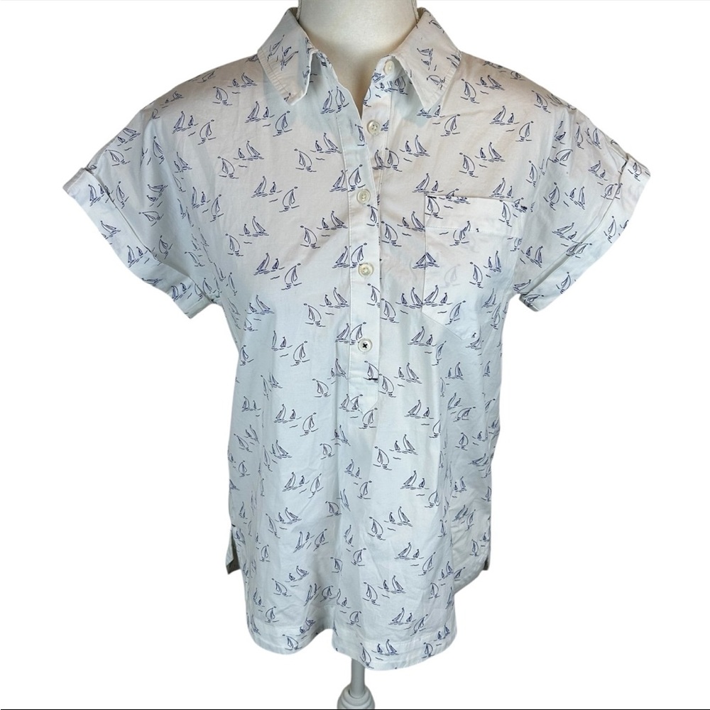 Vineyard Vines Sailboat Shirt Half-Button Short Sleeve - Size 6